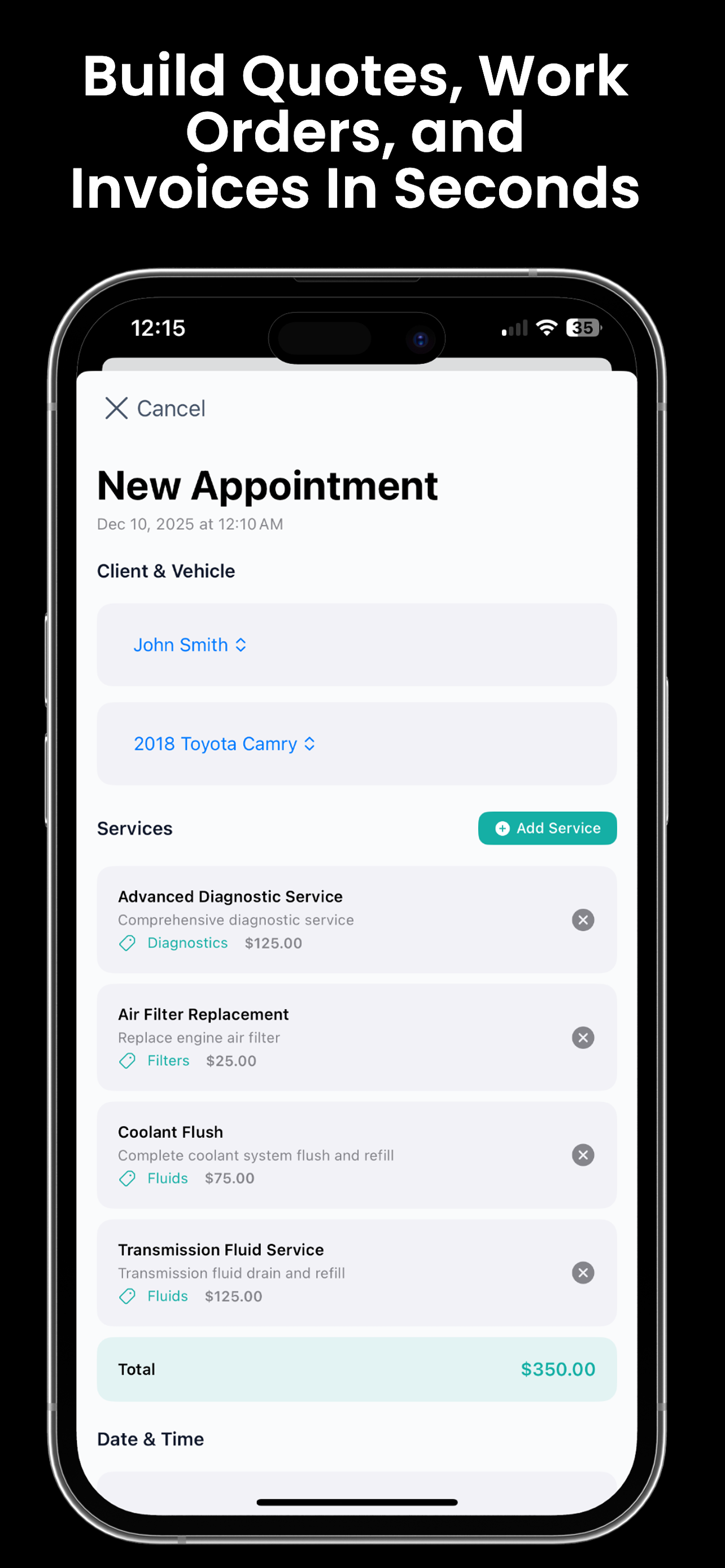 Mobile mechanic quote builder - create professional estimates from your phone
