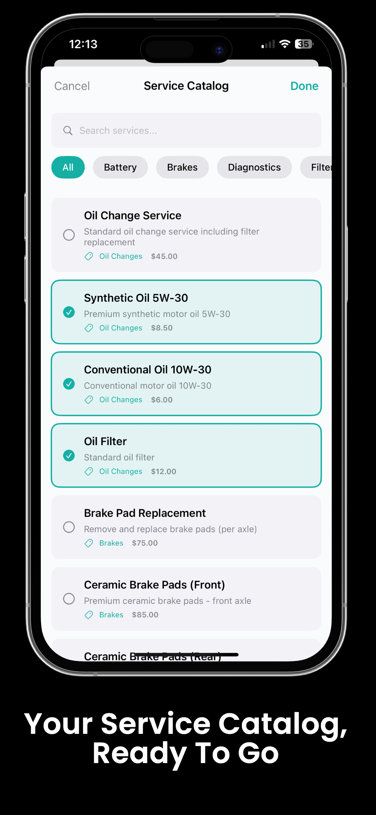 Mobile mechanic parts and inventory management - track stock and markup