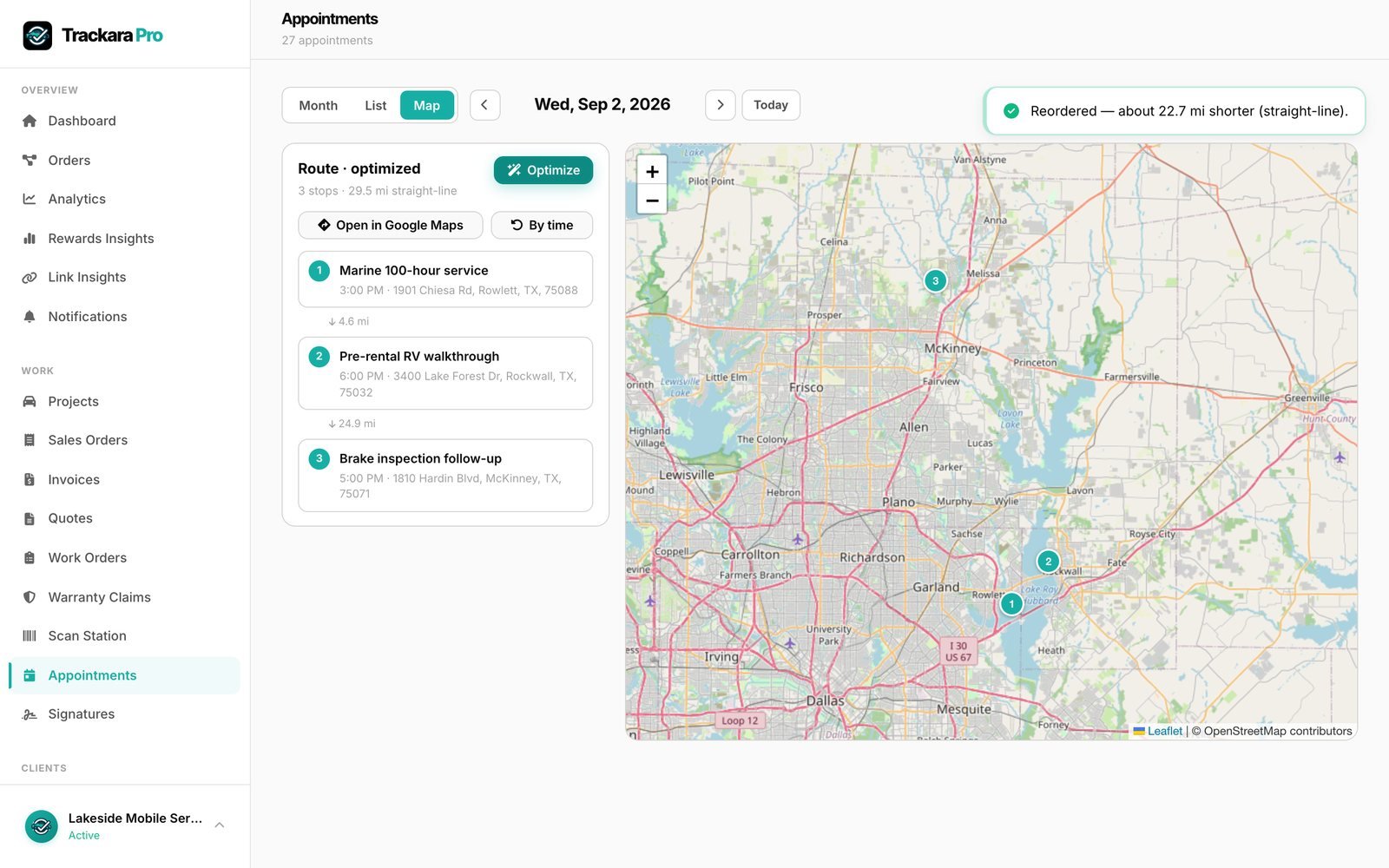 Trackara Pro web portal: Drive Less.Bill More.